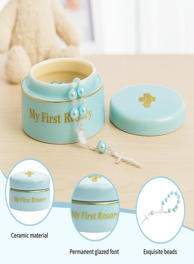 TBTFW My First Rosary, Baptism Rosary for Boys and Ceramic Keepsake Box, Shower Rosary Beads, Used for Newborn Baptism Ceremony(Blue) - Image 3